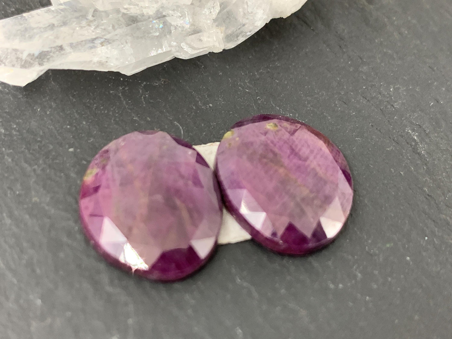 Faceted Ruby pair 13x16x3mm cabochon