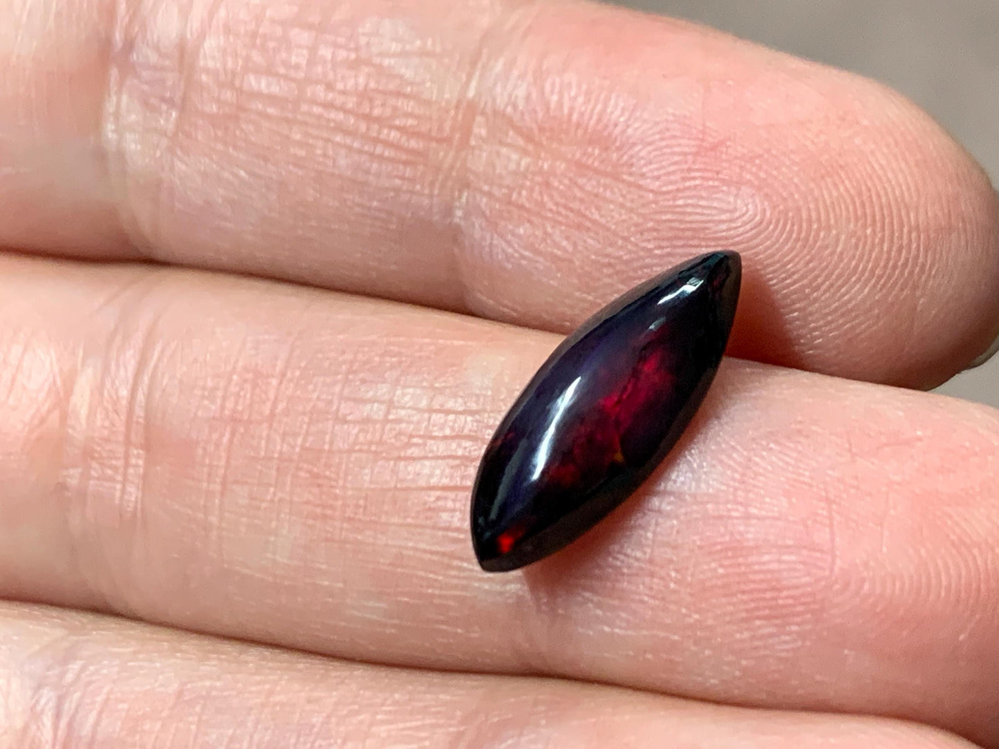 Black Ethiopian Opal marquise 7x17x4mm cabochon