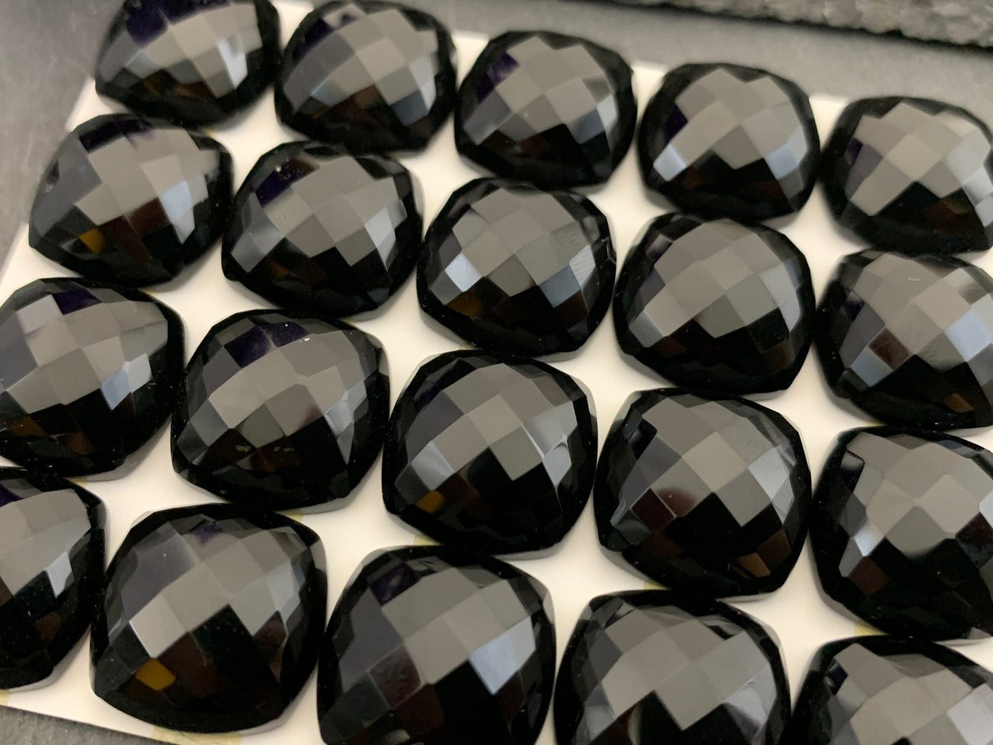Faceted Black Agate square 16mm cabochon - Calibrated cabochons