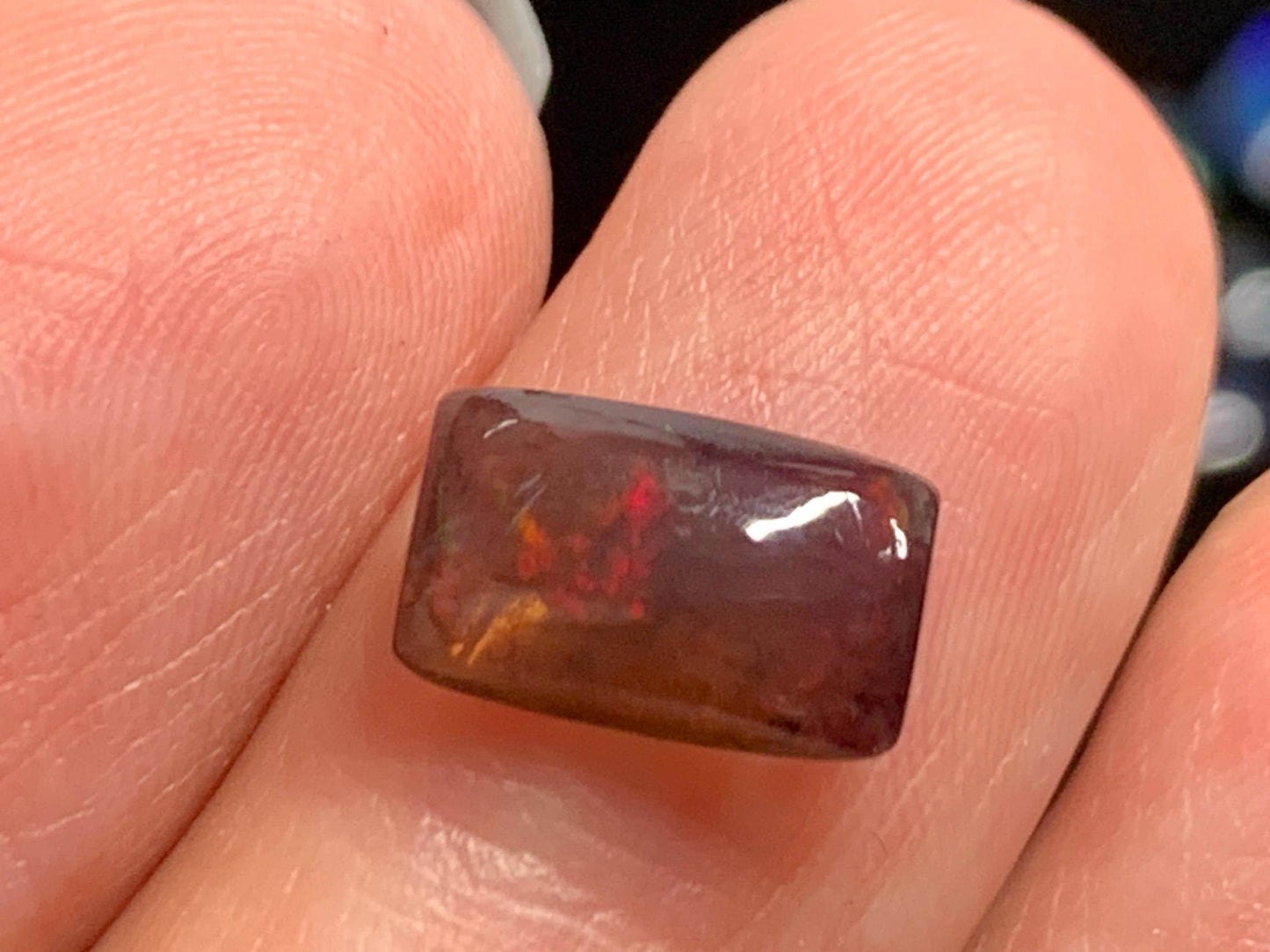 Natural Ethiopian Black Opal 6x10x3mm cabochon