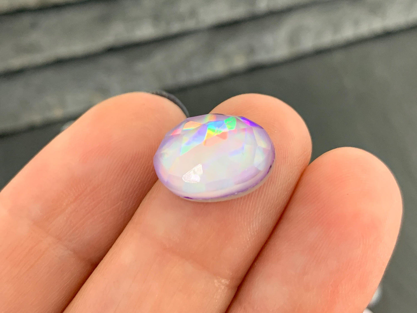 Faceted Aurora Opal oval 10x14mm cabochons - Doublet cabochons