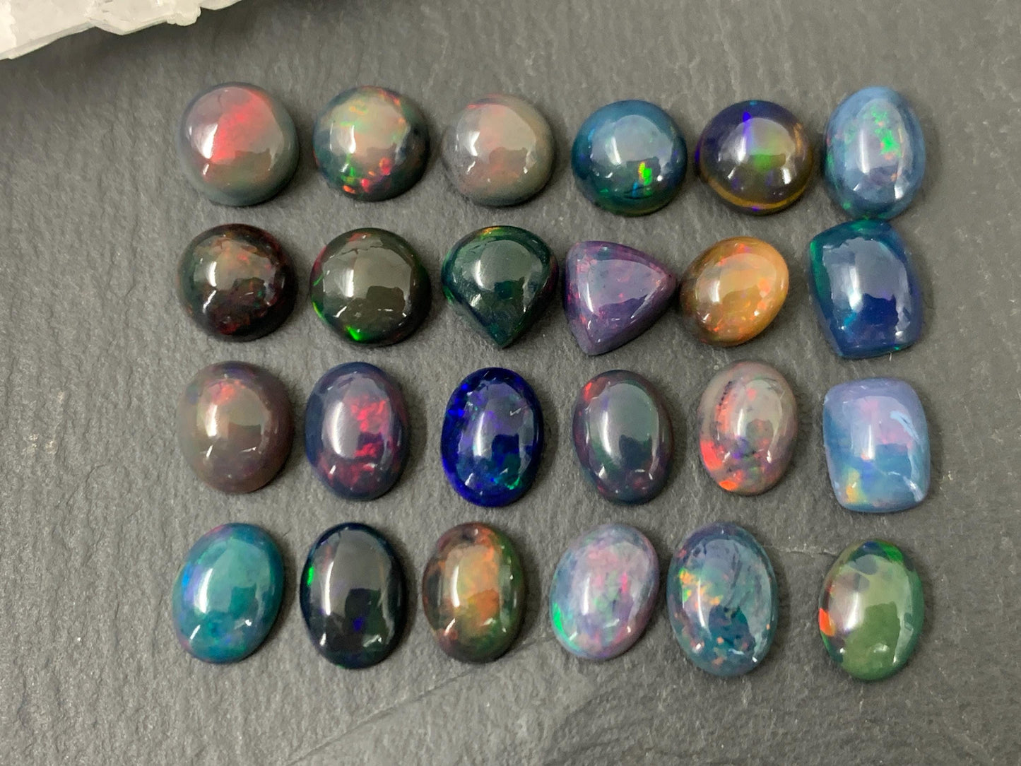 Black Ethiopian Opal 6x8mm cabochon - round, oval, pear, rectangle