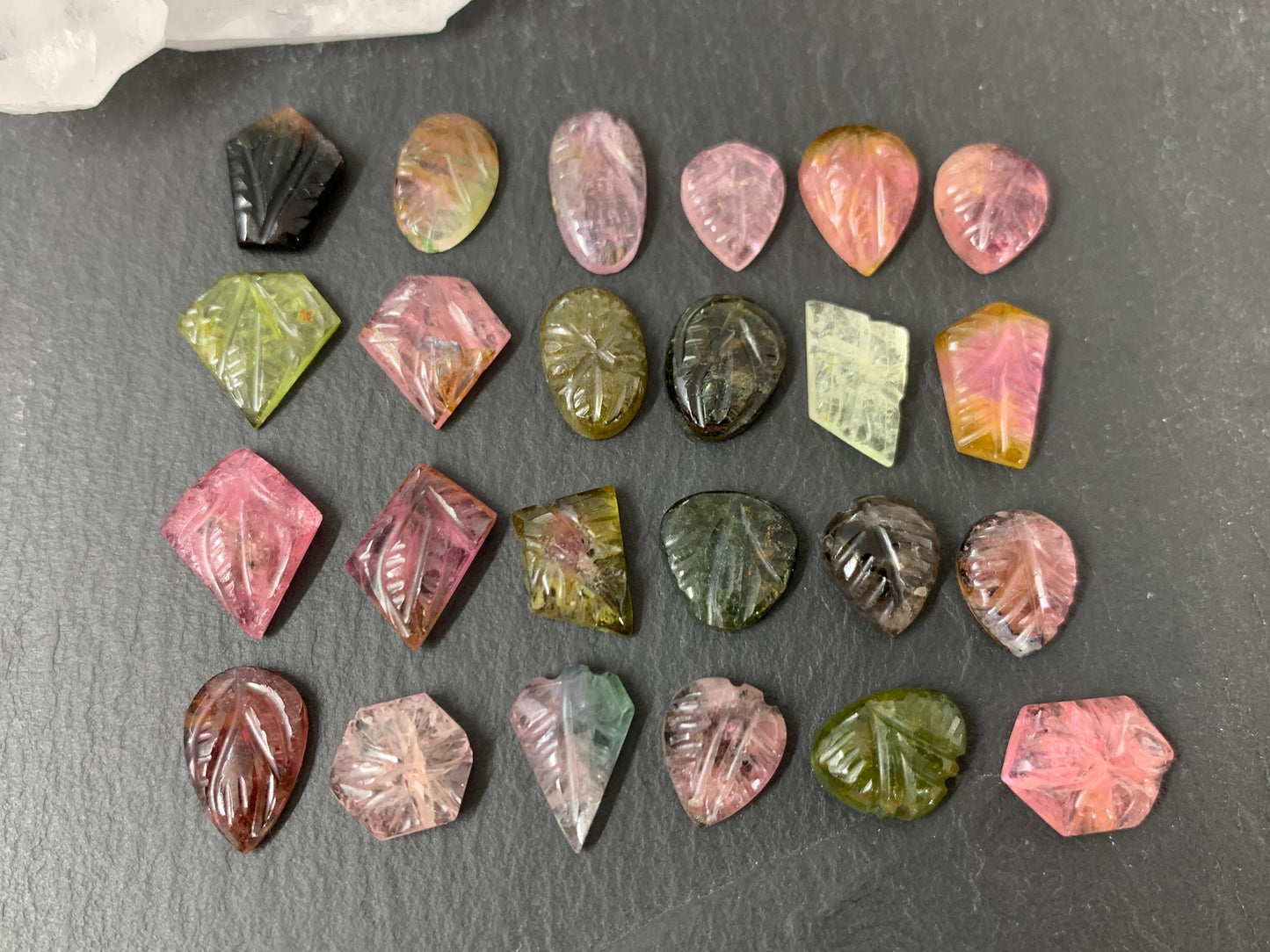 Carved Tourmaline 9-12mm cabochon