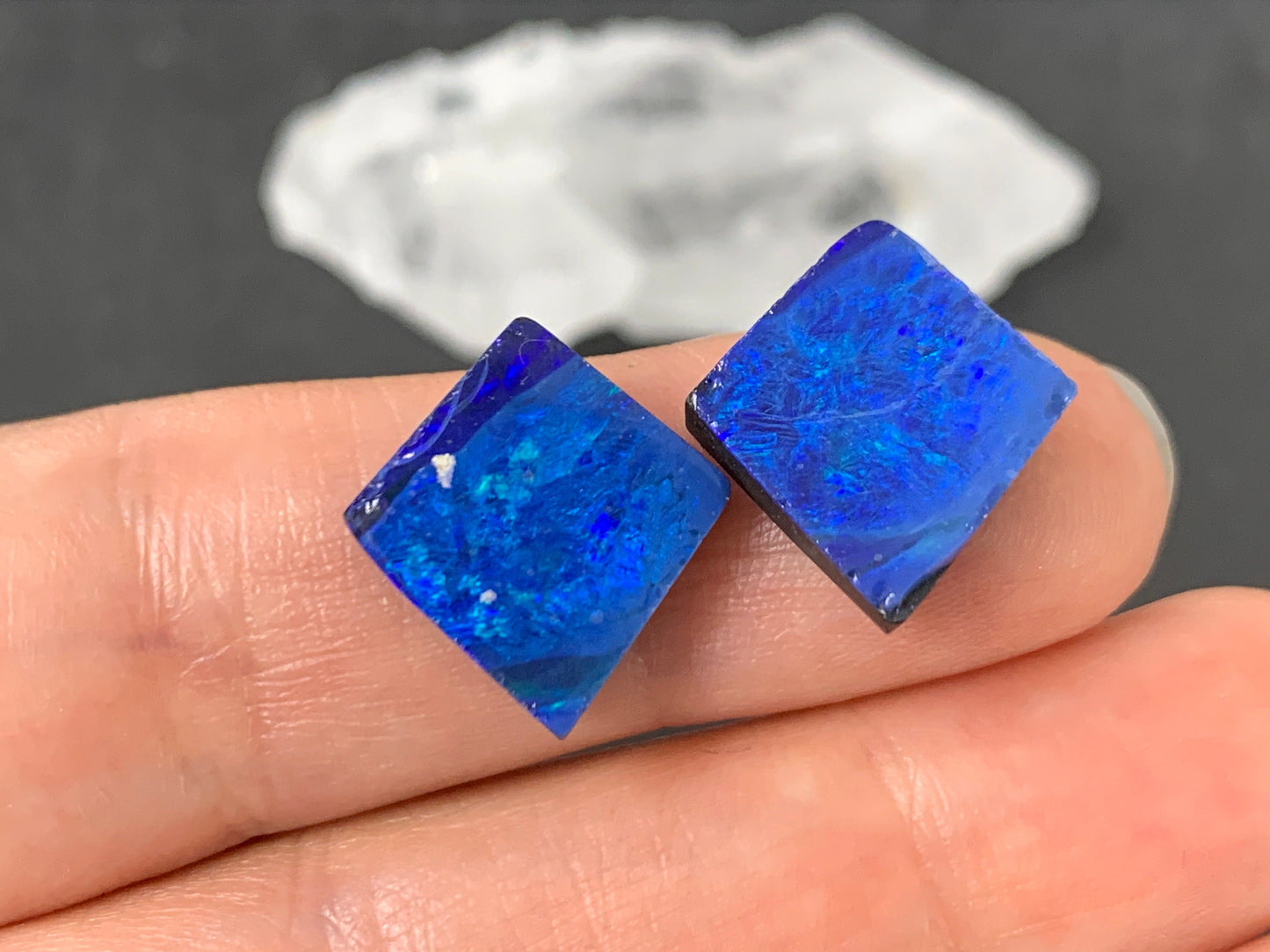 Australian Opal doublet 15x16x3.5mm pair of cabochons