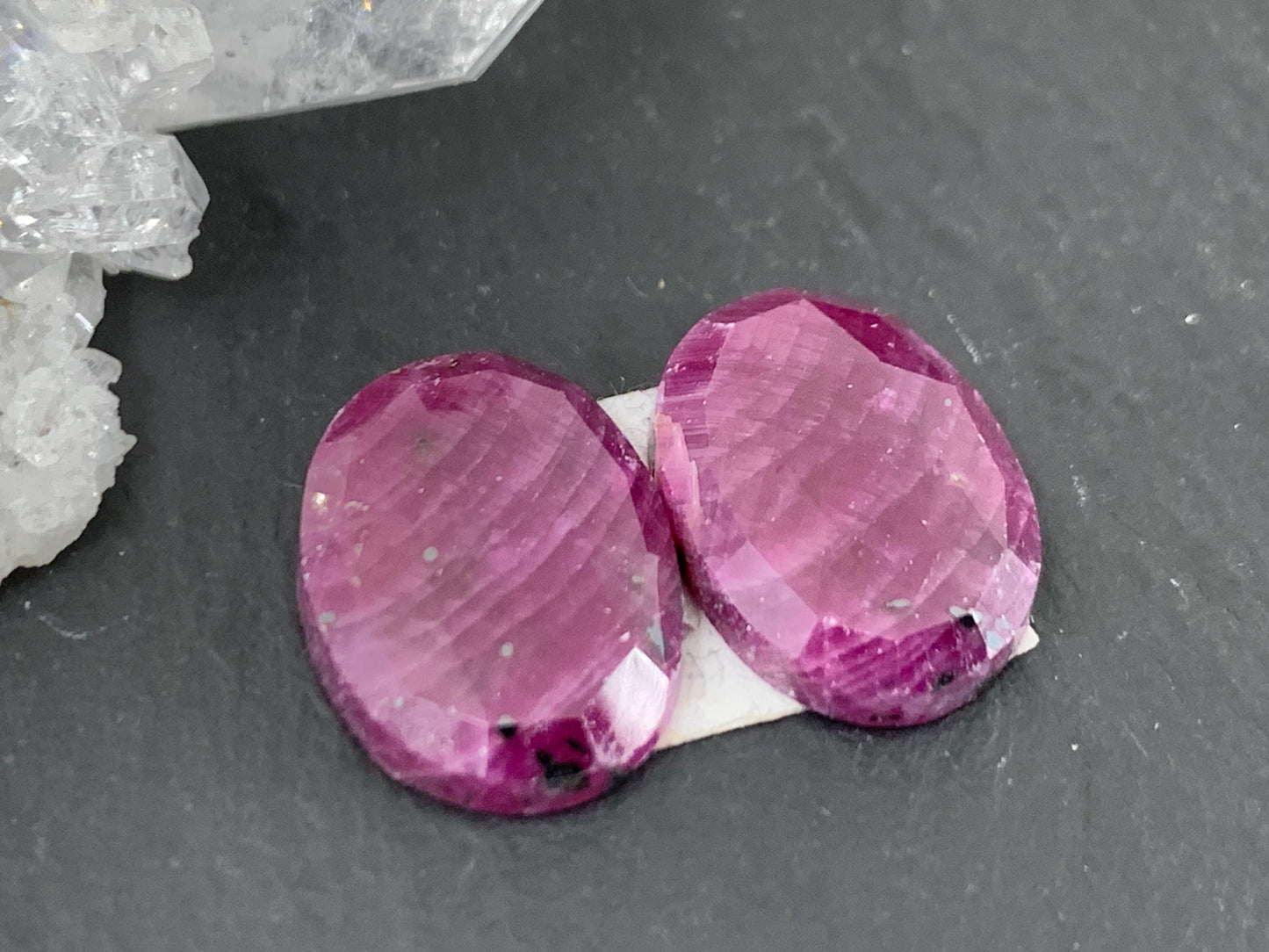 Faceted Ruby pair 10x15x4mm cabochon