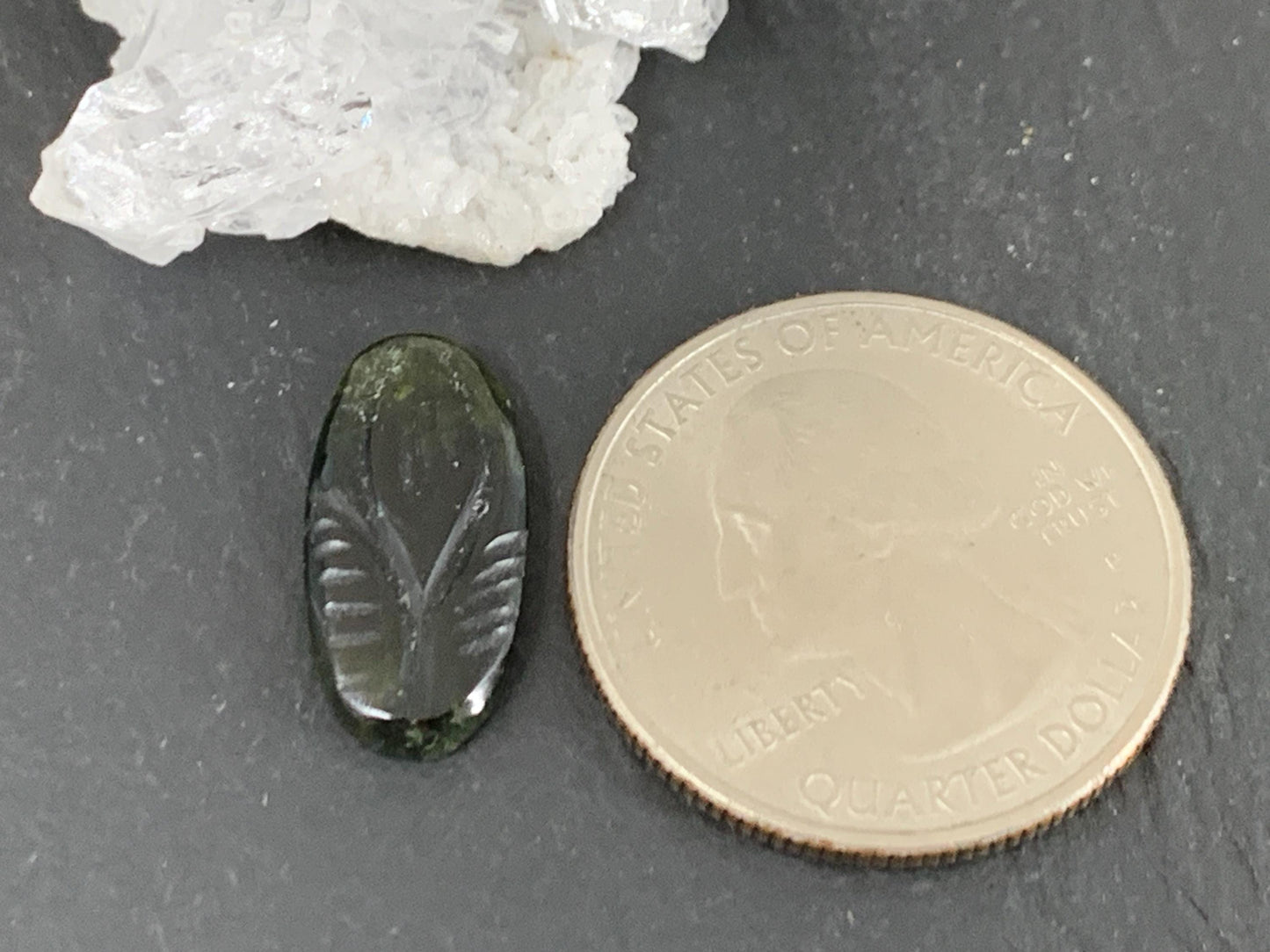Carved Tourmaline 8x17x2.5mm cabochon