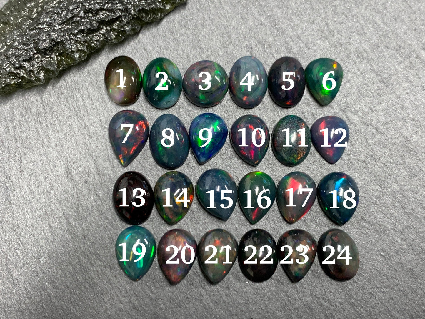 Black Ethiopian Opal 6x8mm cabochon
