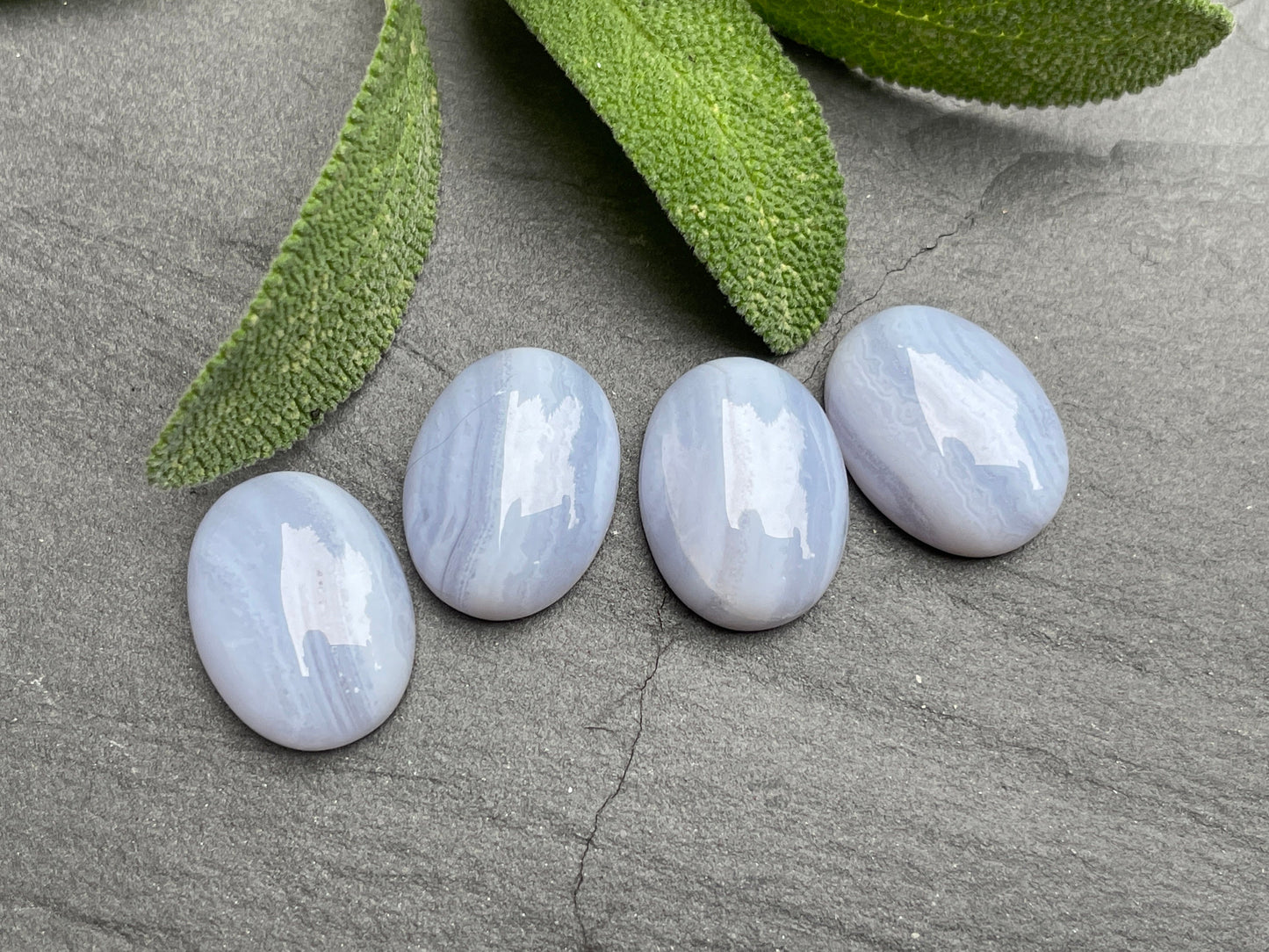 Blue Lace Agate oval 12x16mm cabochon - Calibrated cabochons