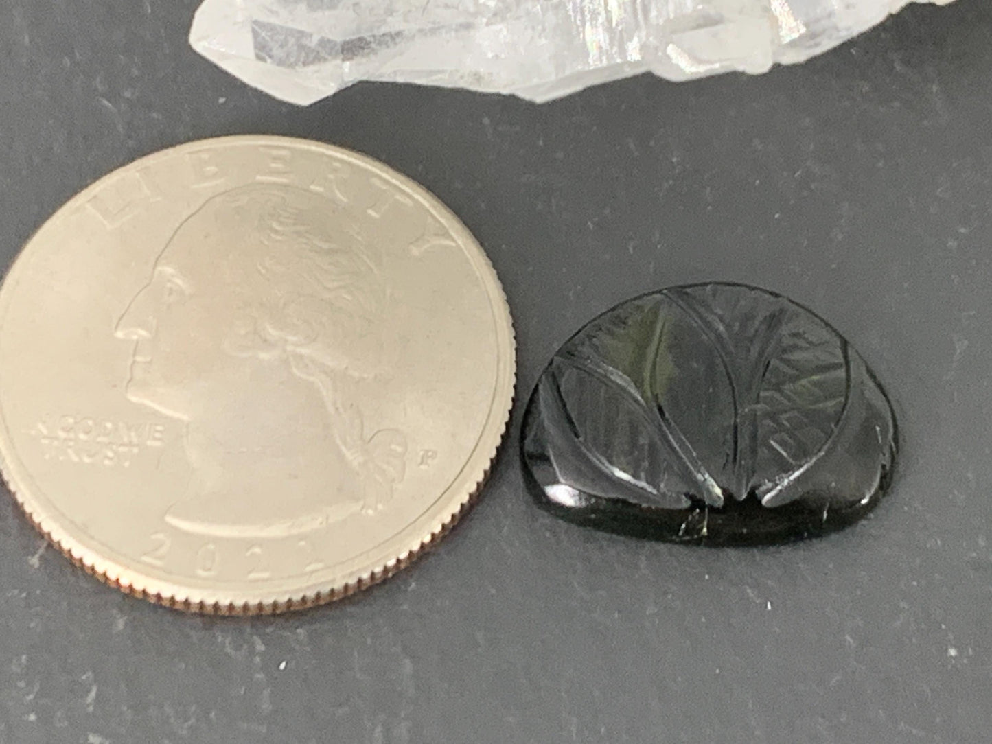 Carved Tourmaline 17x13x2.5mm cabochon