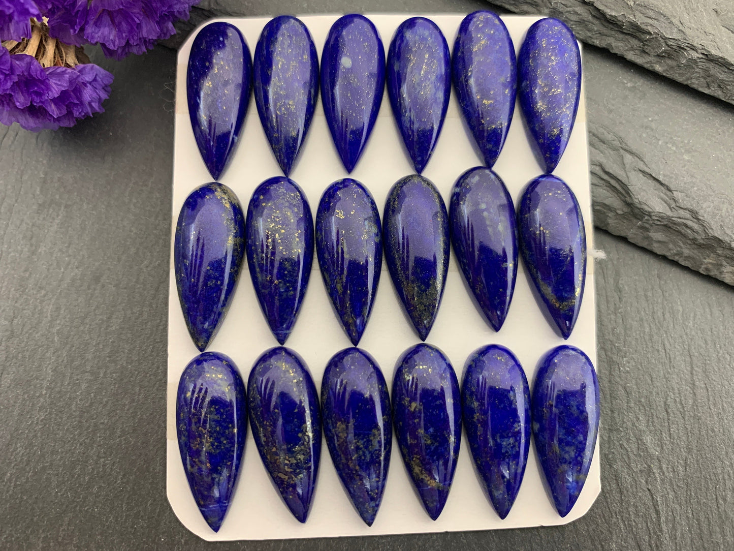 Lapis Lazuli pear 10x25mm cabochon - Calibrated cabochons
