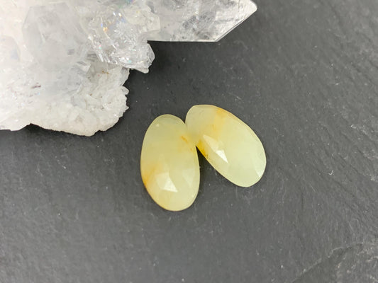 Faceted Yellow Sapphire pair 7x13x3.5mm cabochon