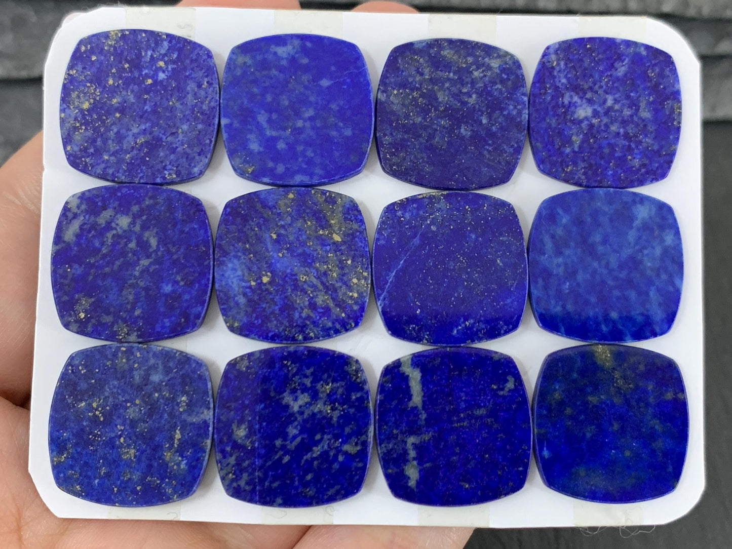 Flat Lapis Lazuli Cabochon - Natural Square Cushion 18x18mm Flat Calibrated Gem