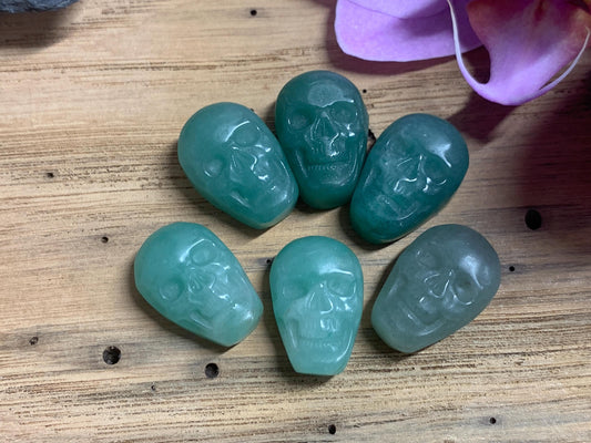 Green Aventurine Skull, Hand Carved Crystal Decor, Polished Gem