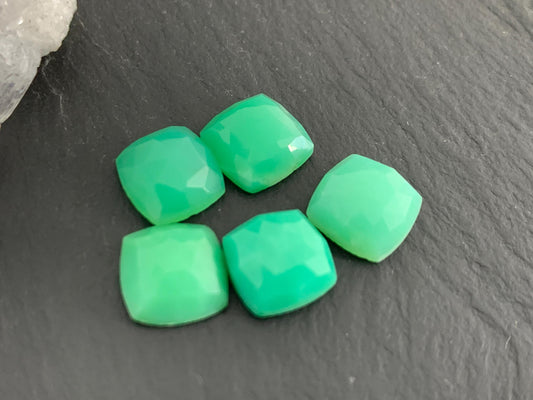 Faceted Chrysoprase square 8mm cabochon