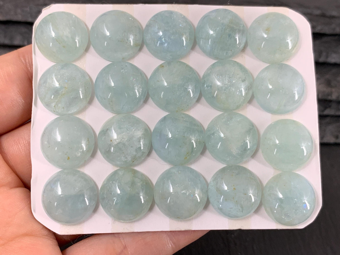 Aquamarine round 15mm cabochon - Calibrated cabochons