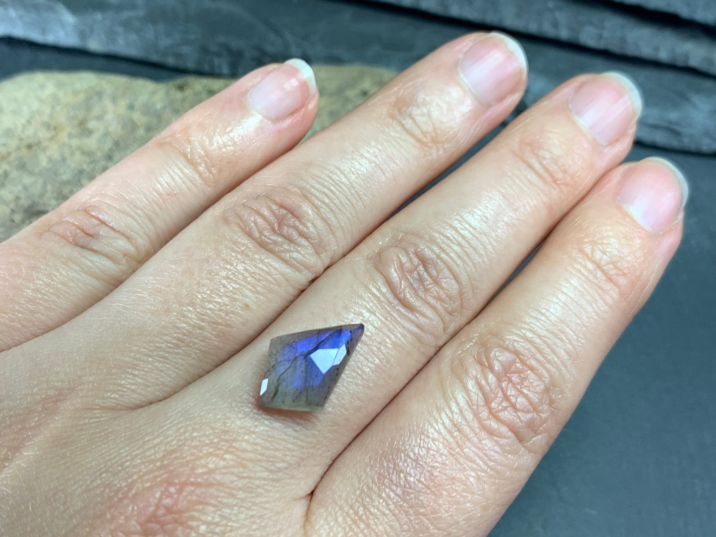 Faceted Labradorite 10x15mm cabochon