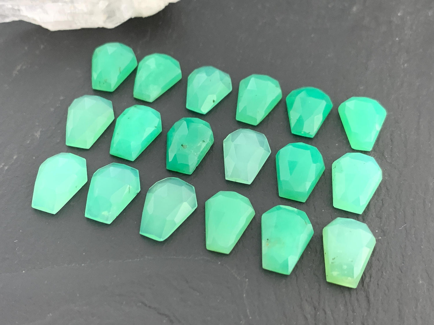 Faceted Chrysoprase Coffin 9x12mm cabochon - Select your cabochon