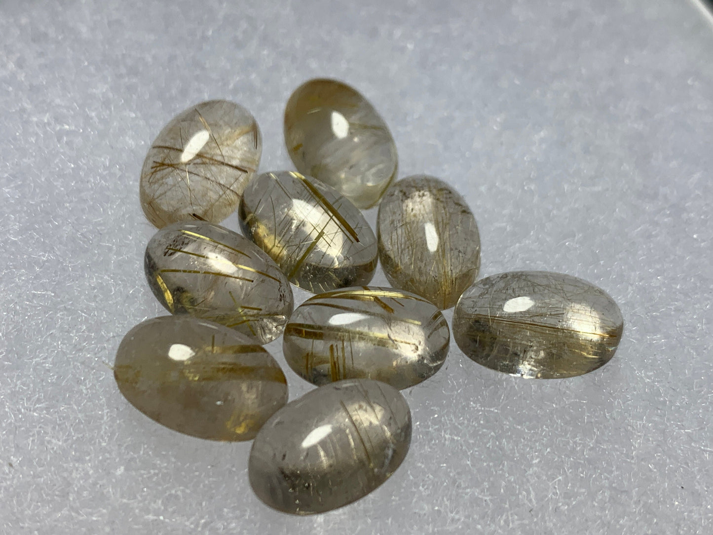 Gold Rutilated Quartz oval 8x12mm cabochon - Calibrated cabochons