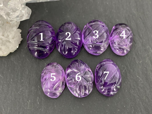 Hand Carved Amethyst Cabochon (10-11mm)