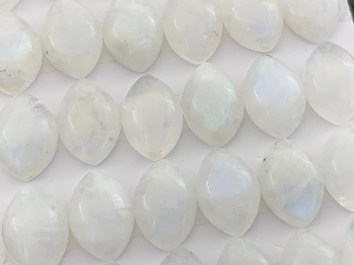 Natural Rainbow Moonstone Cabochon: Calibrated Marquise 10x14mm