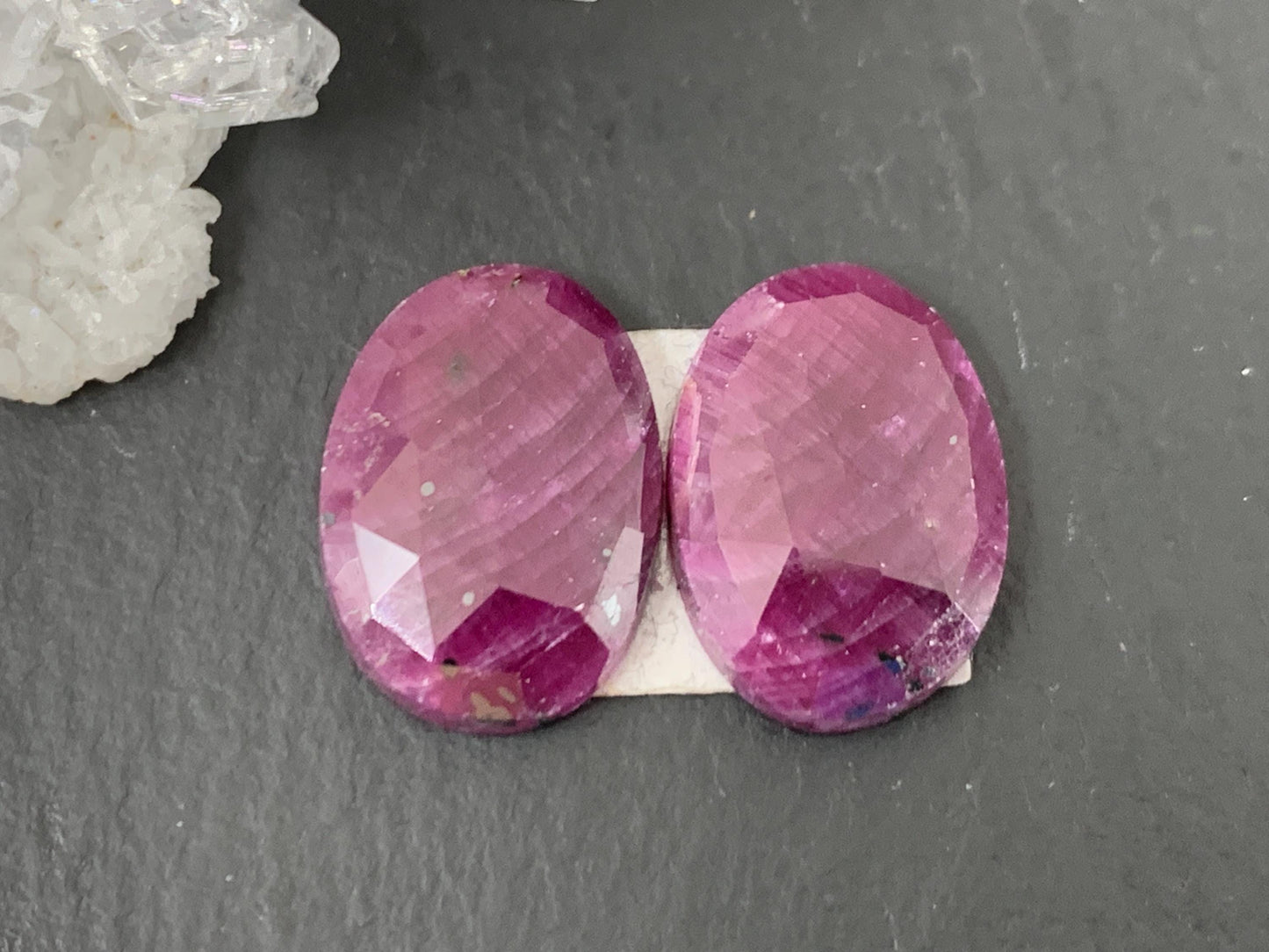 Faceted Ruby pair 10x15x4mm cabochon