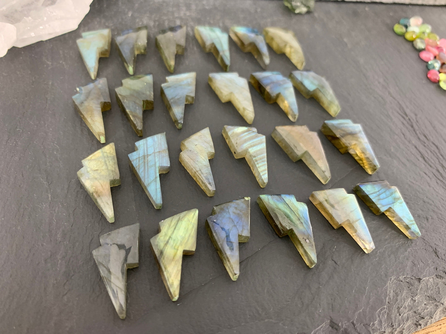 Labradorite lightning bolt 12x19mm cabochon- select your cabochon