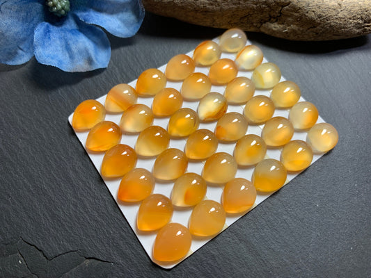 Carnelian pear 10x12mm cabochon - Calibrated cabochons