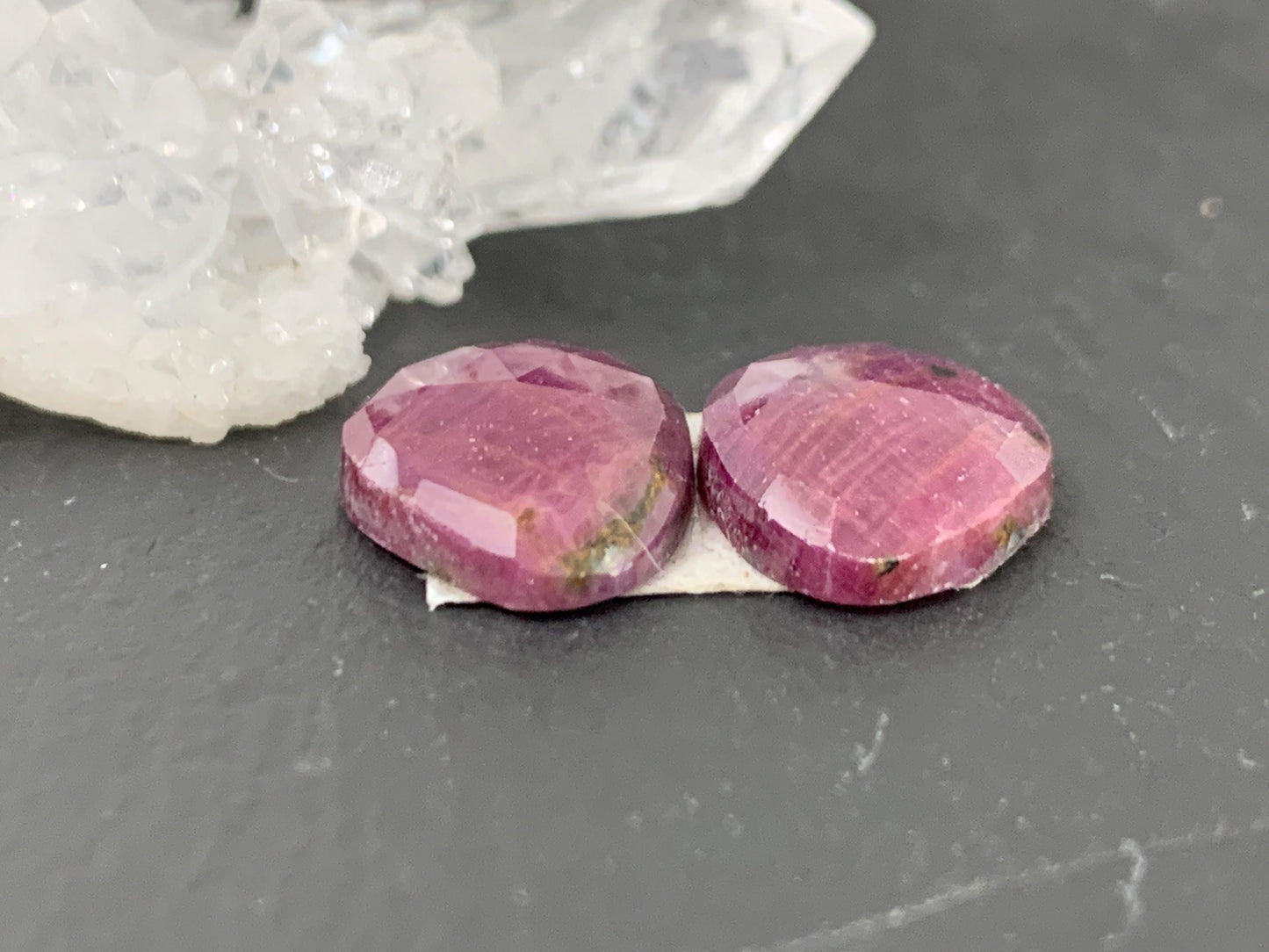 Faceted Ruby pair 11x14x4mm cabochon
