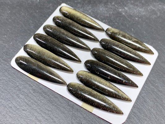 Gold Obsidian pear 8x30mm Cabochon - Calibrated cabochons