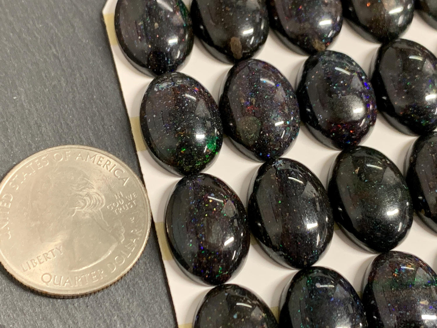 Black Andamooka Opal oval 13x18mm cabochon - Matrix Australian Opal