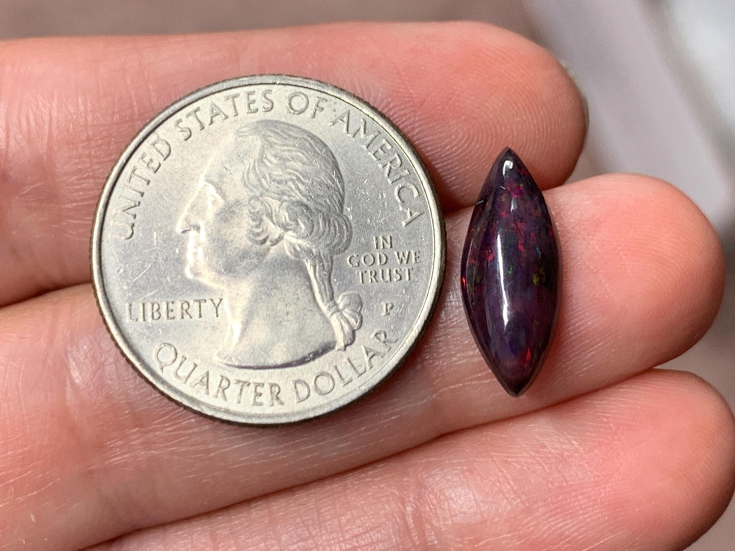 Black Ethiopian Opal marquise 7x17x4mm cabochon
