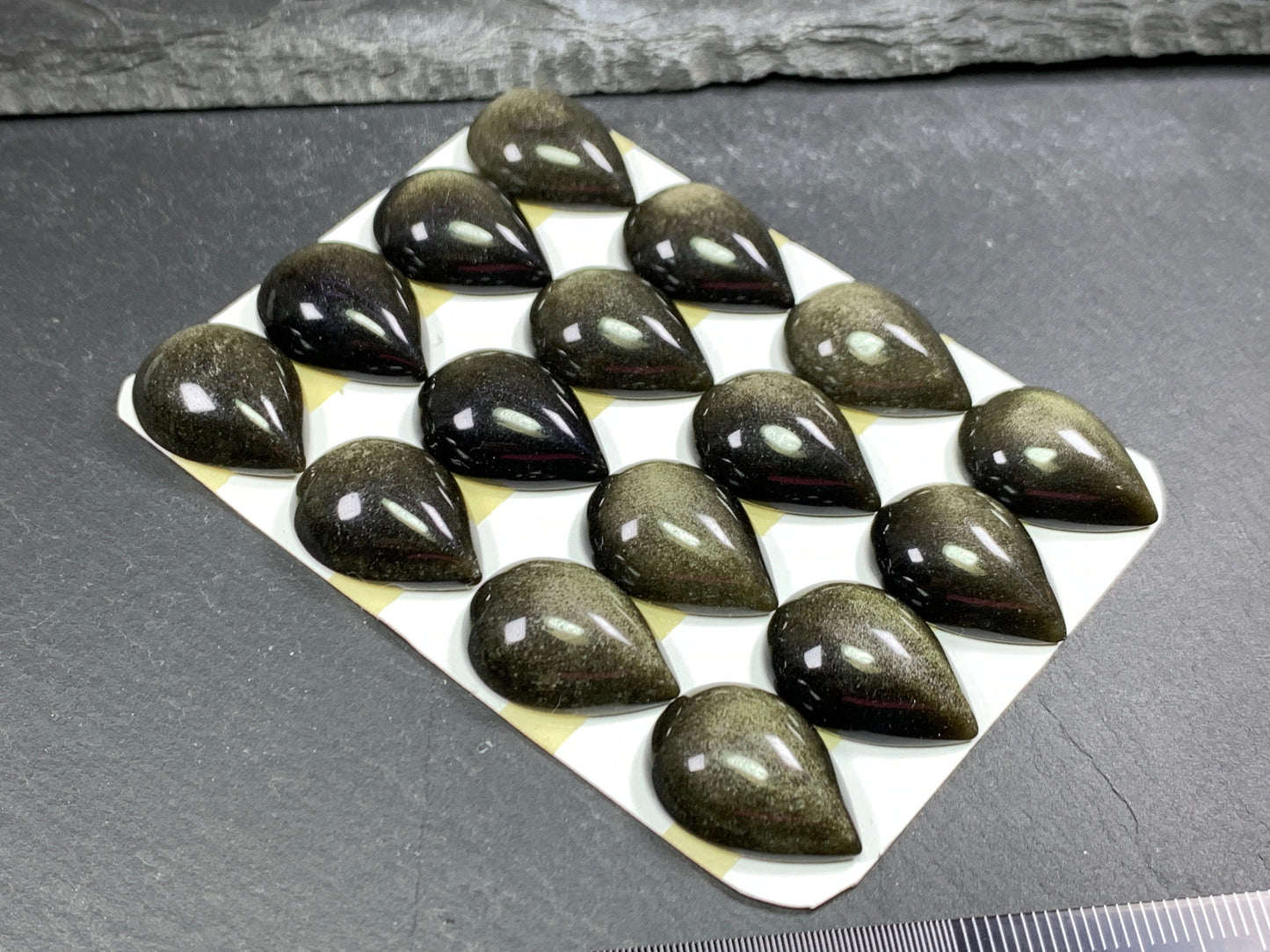 Gold Obsidian Pear Cabochon: Calibrated Stone (15x20mm)