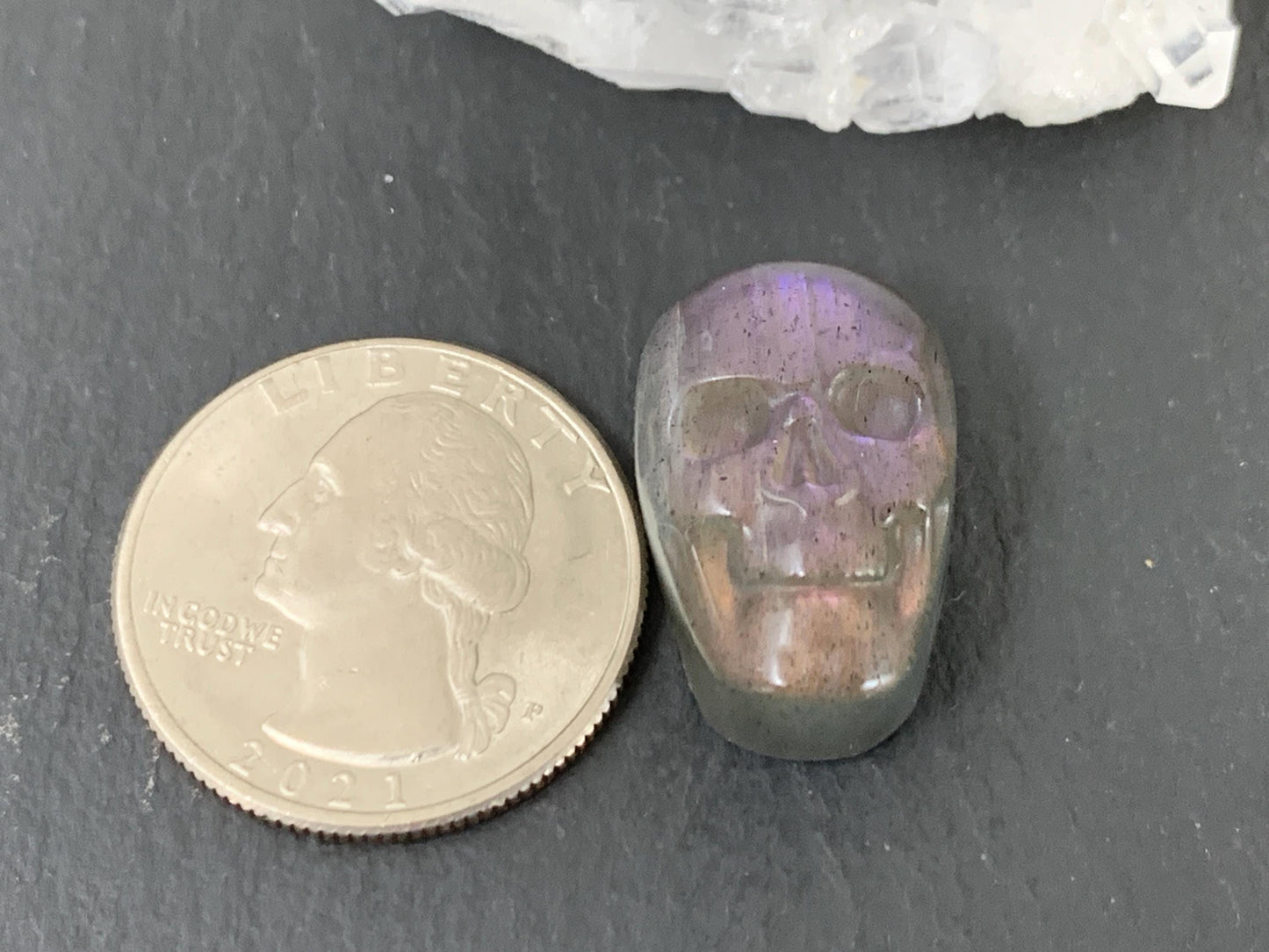 Labradorite Skull Cabochon 15x22mm Flat Back Gemstone Carving