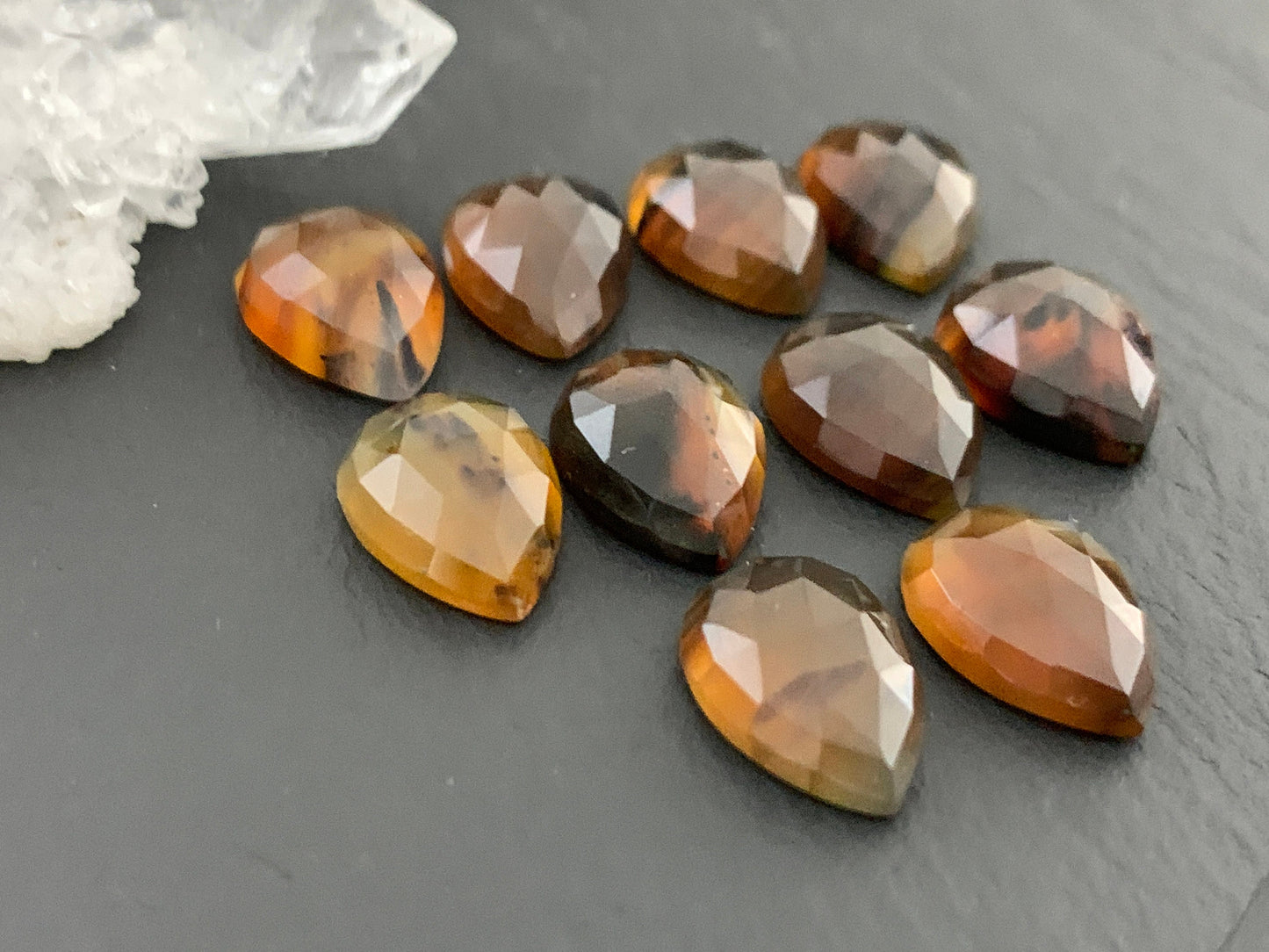 Faceted Montana Agate pear 10x14mm cabochon