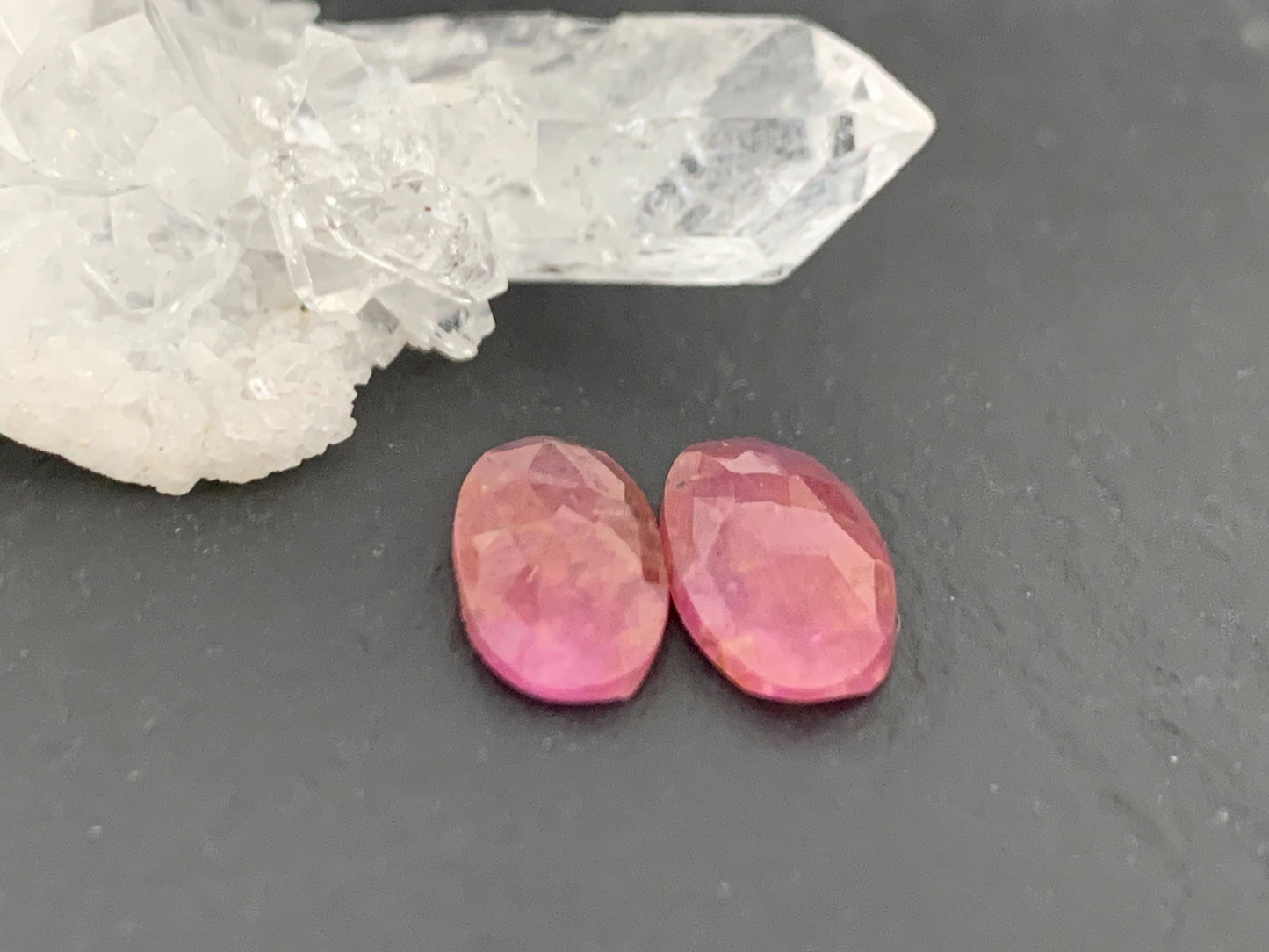 Faceted Ruby pair 7x14x2mm cabochon