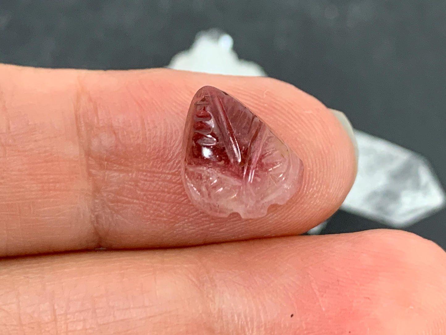 Carved Tourmaline 9x11x4mm cabochon