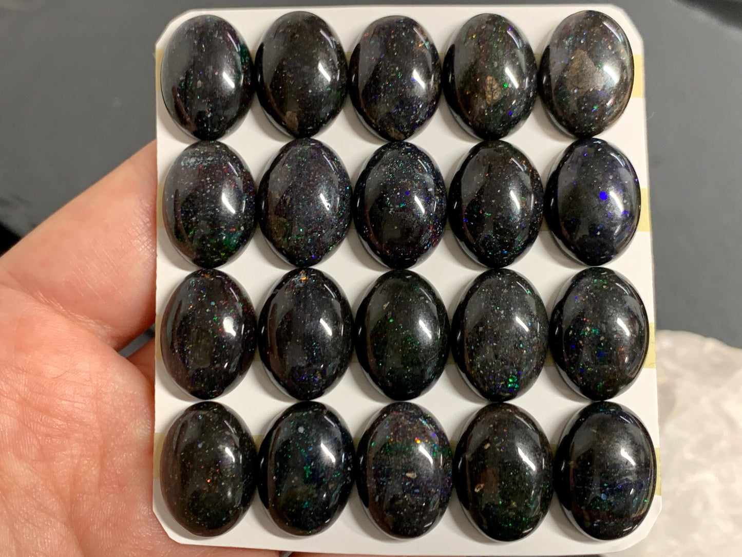Black Andamooka Opal oval 13x18mm cabochon - Matrix Australian Opal