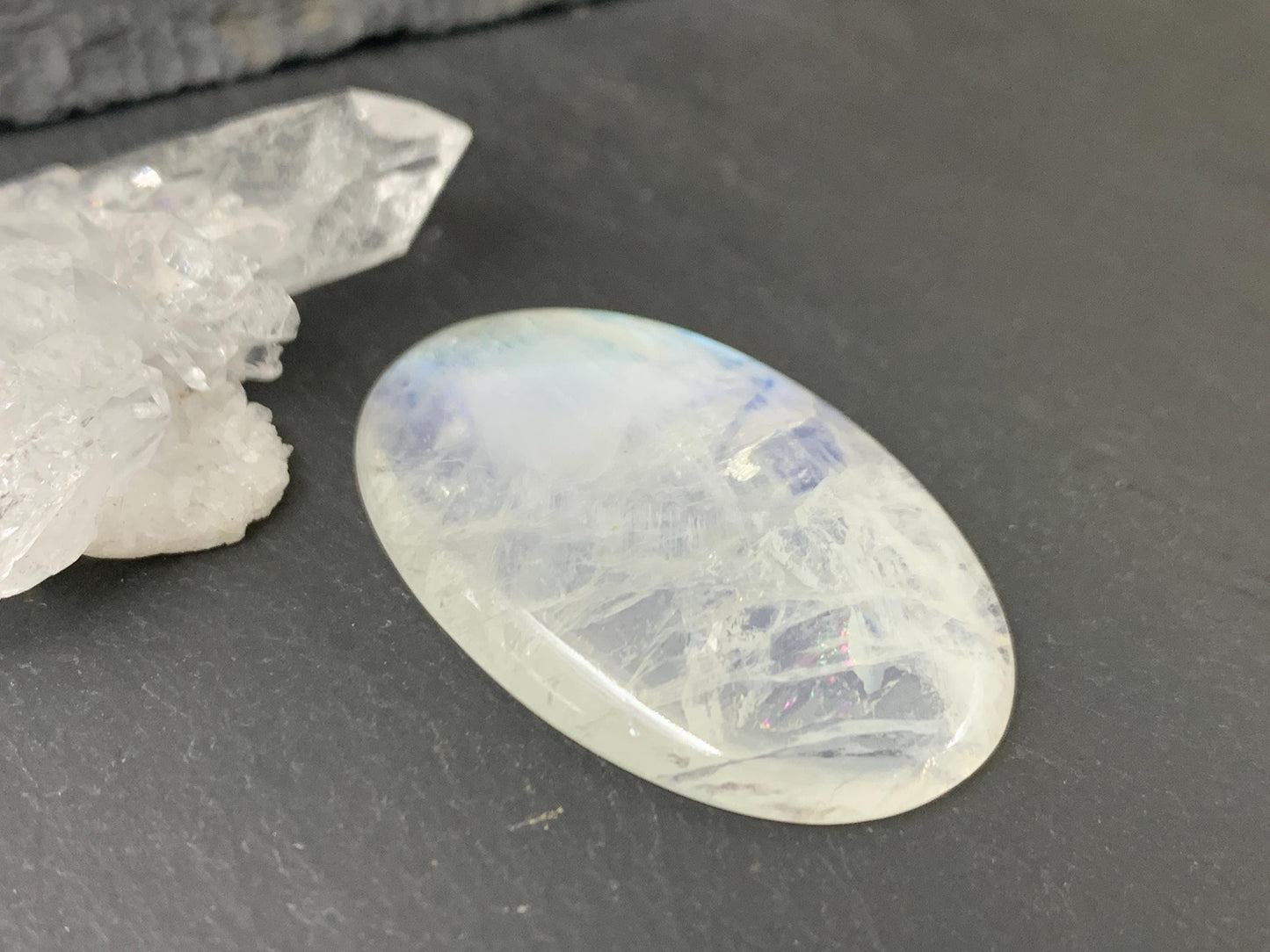 Rainbow Moonstone 38x25x7mm cabochon