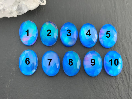 Faceted Aurora Opal oval 10x14mm cabochons - Doublet cabochons