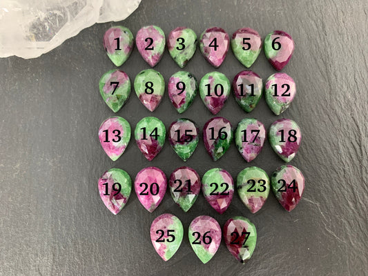 Faceted Ruby Zoisite 10x14mm cabochon