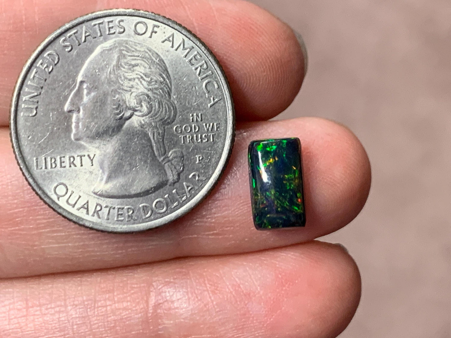 Black Ethiopian Opal rectangle 6x10x3mm cabochon
