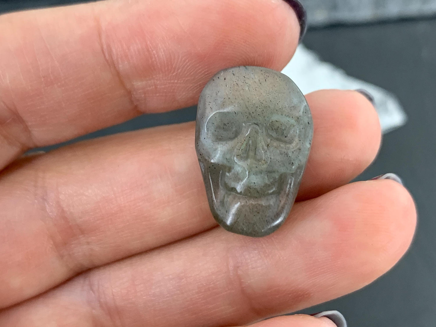 Labradorite Skull Cabochon 14x20mm, Labradorite Skull, Natural Gemstone, Halloween Jewelry, Handcrafted Accessory