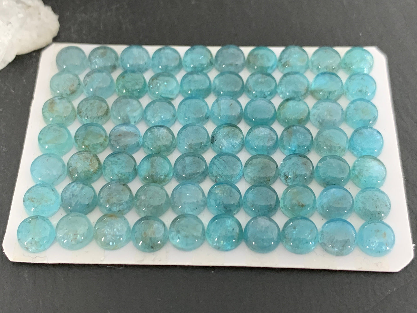 Blue Green Apatite round 6mm cabochon - Calibrated cabochons