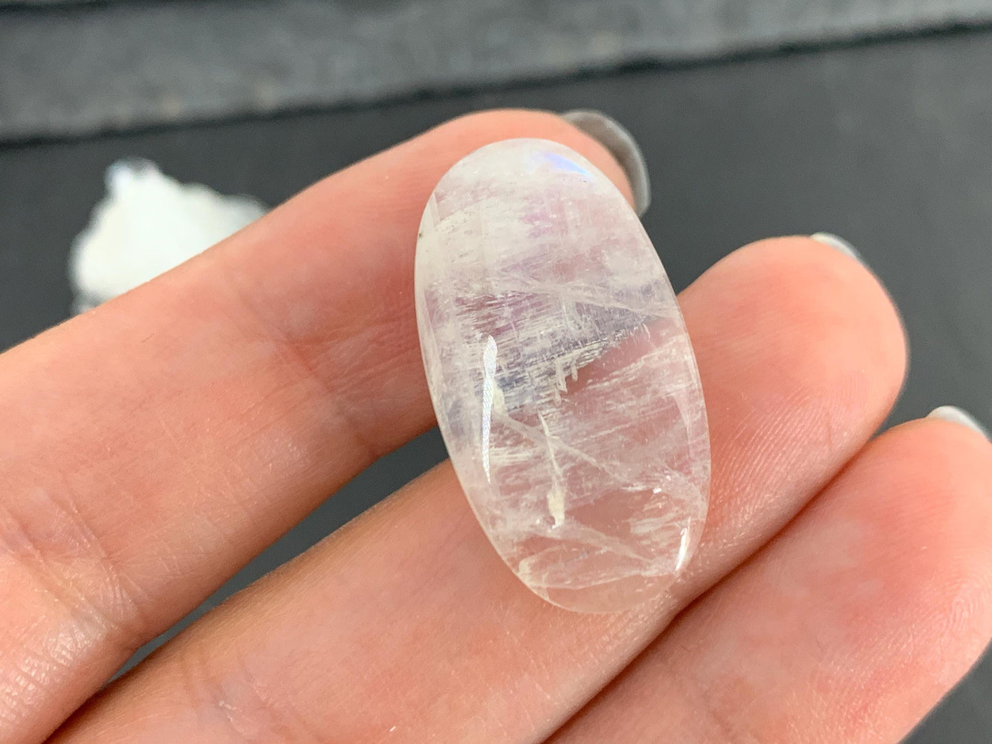 Rainbow Moonstone 27x15x6mm cabochon
