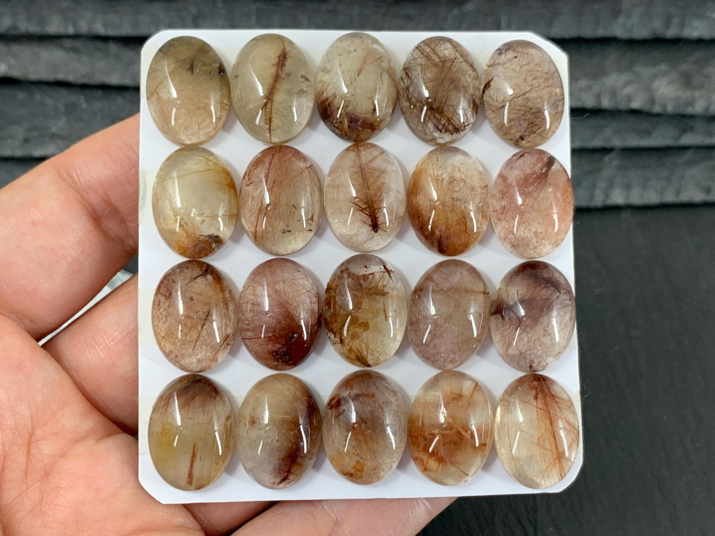 Rutilated Quartz oval 12x16mm cabochon - Calibrated cabochon