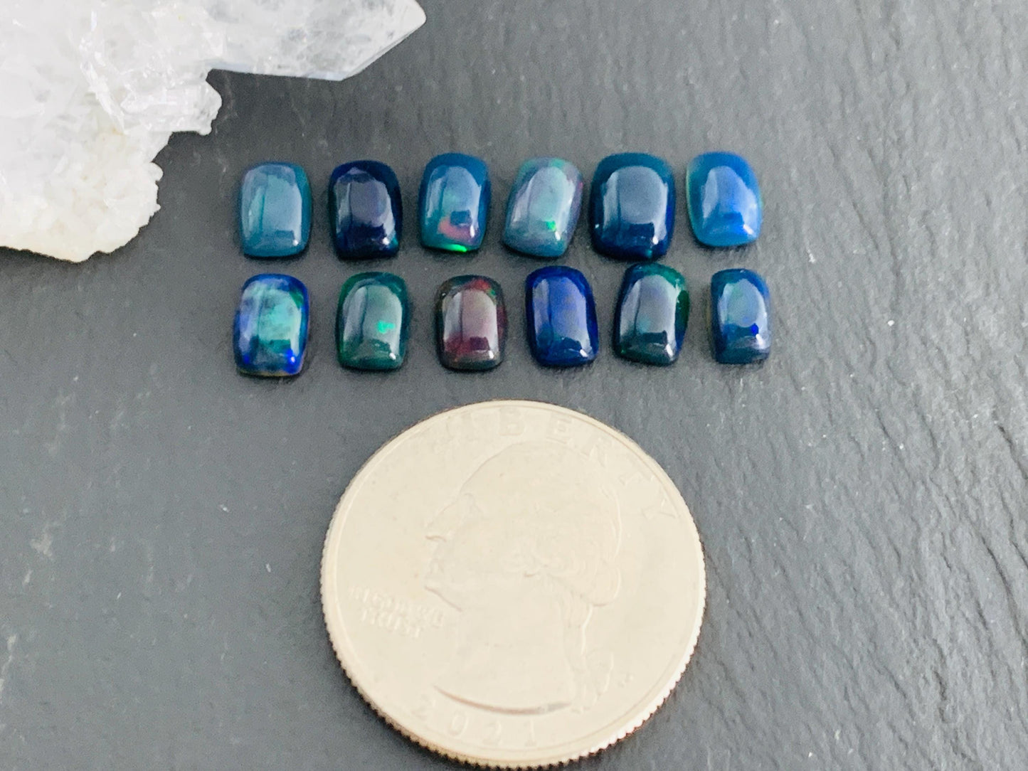 Natural Ethiopian Black Opal 6-7mm Rectangle Cabochon