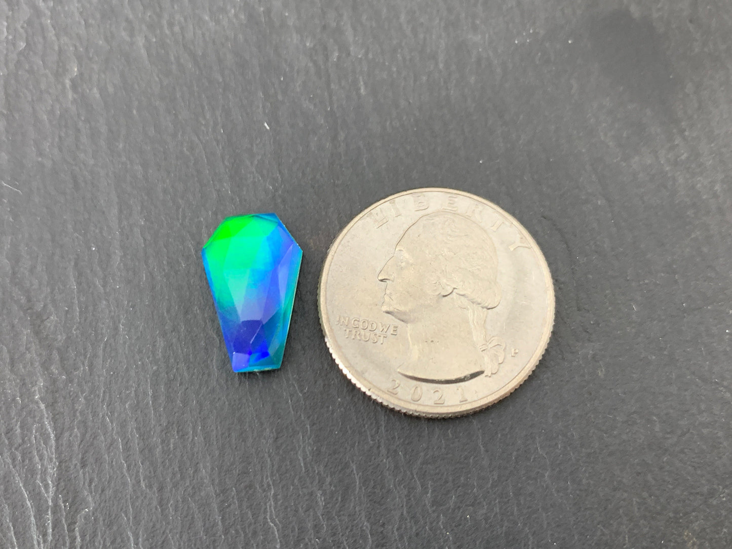 Faceted Aurora Opal coffin 10x16mm cabochon - Doublet cabochons