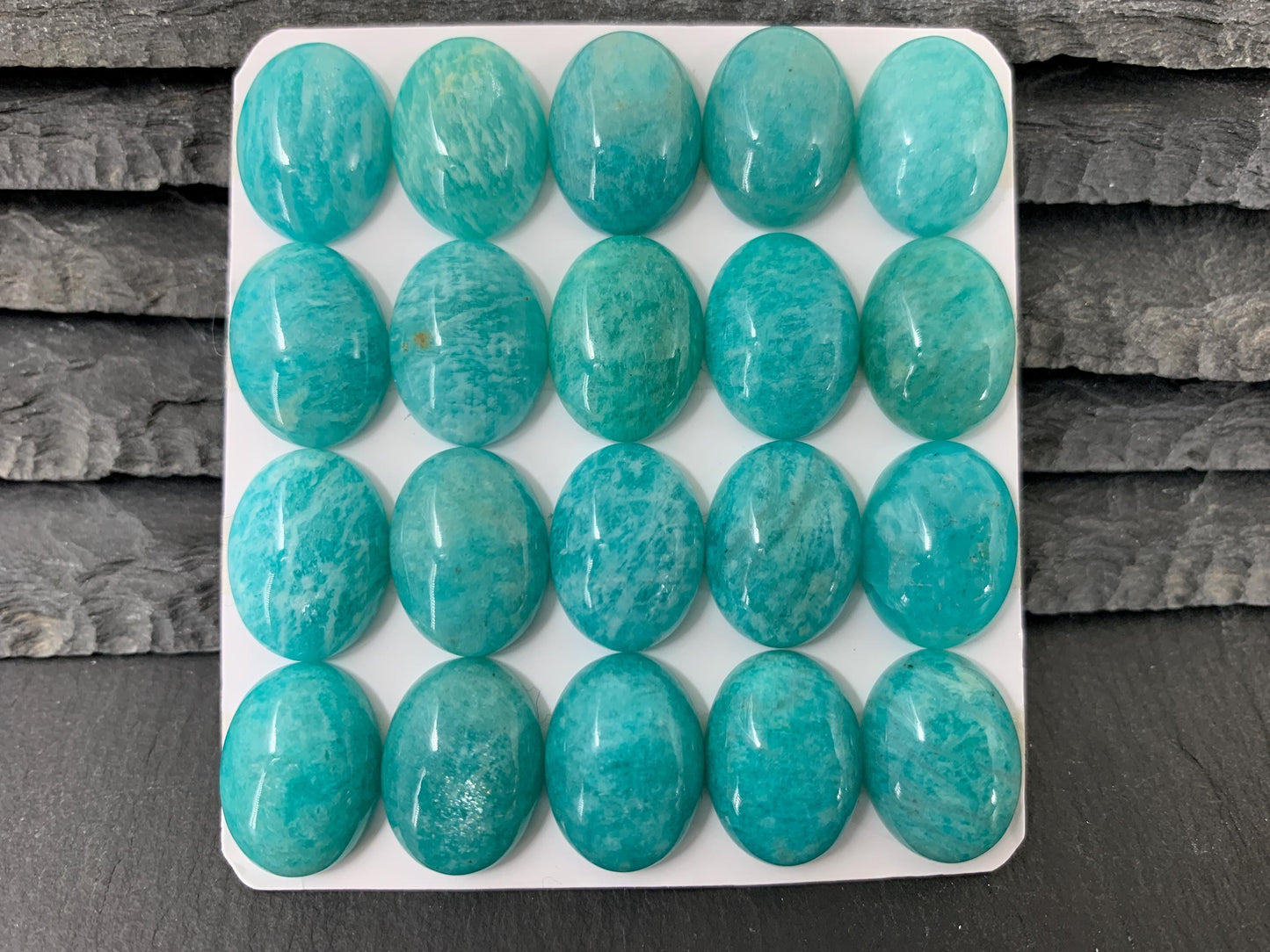 Amazonite oval 12x16mm cabochon - Calibrated cabochons