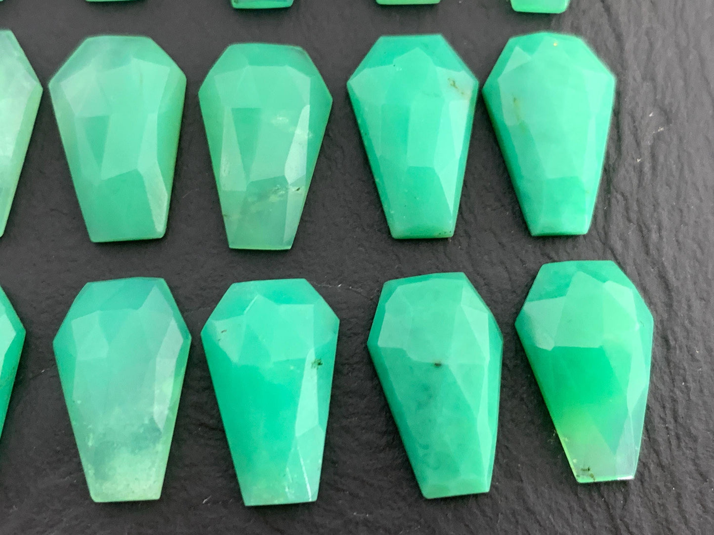 Faceted Chrysoprase Coffin 10x16mm cabochon, Select your cabochon