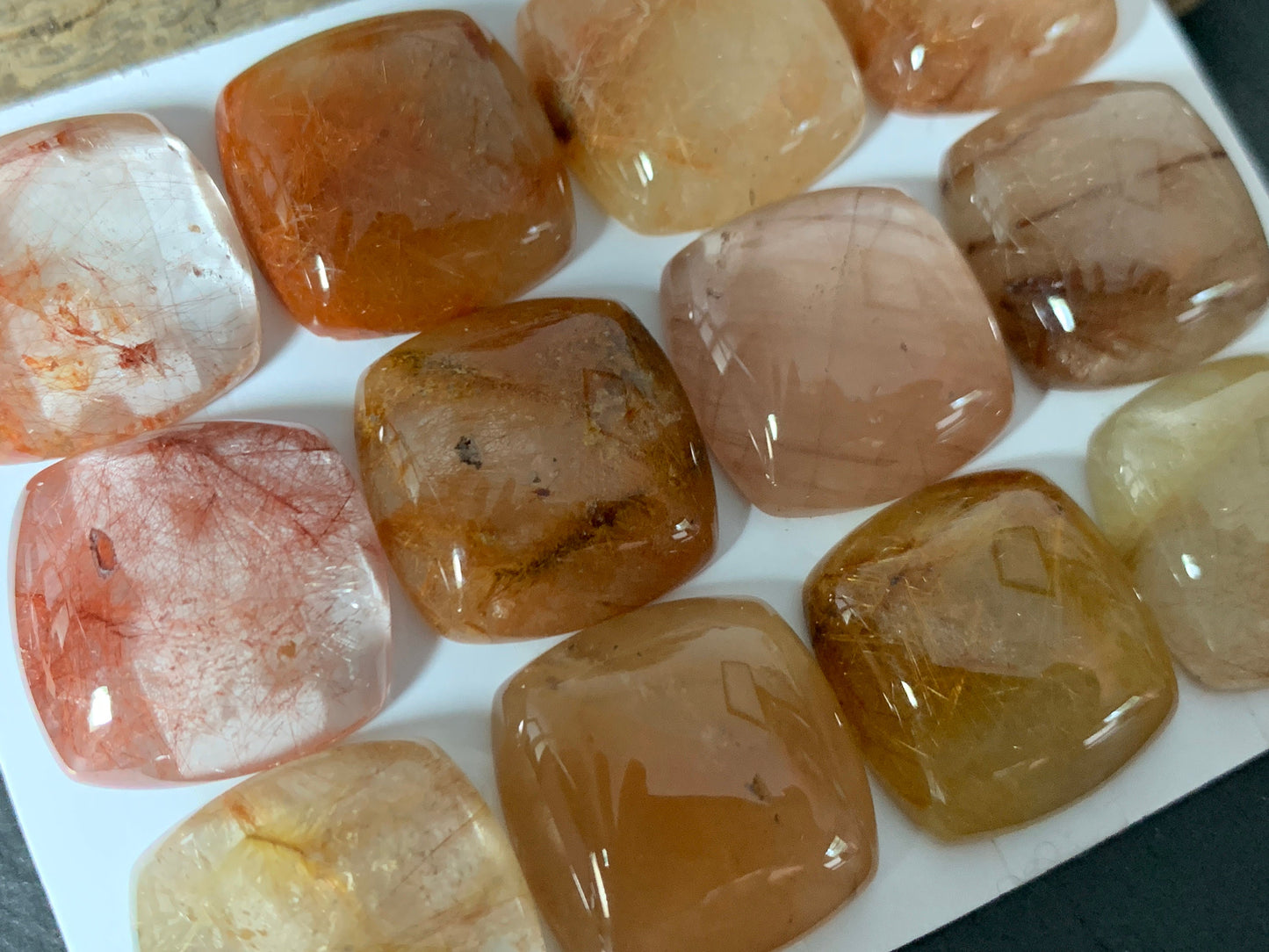 Rutilated Quartz 20x20mm cabochon - Calibrated cabochons
